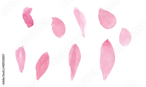 Fototapeta Naklejka Na Ścianę i Meble -  Watercolor hand-painted abstract spread pink colors stain illustration texture on white background