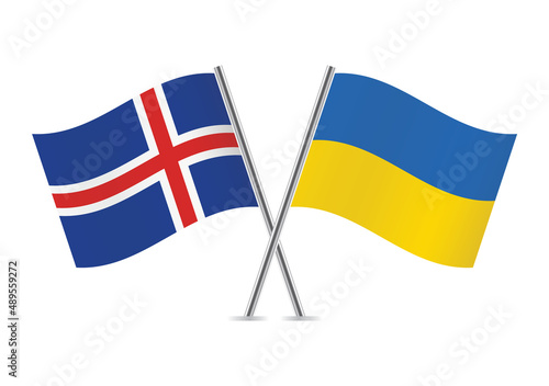 Free Download Iceland and Ukraine crossed flags. Icelandic and Ukrainian flags, isolated on white background. Vector icon set. Vector illustration. - GFXLoad
