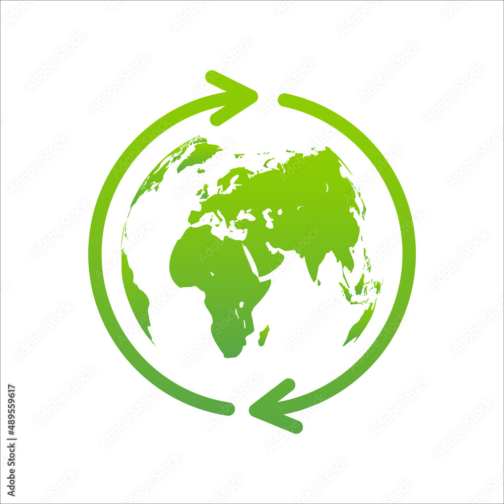 Global Recycle with arrow around the earth, Save the world, Vector illustration Global Recycle with arrow around the earth, Save the world, Vector illustration