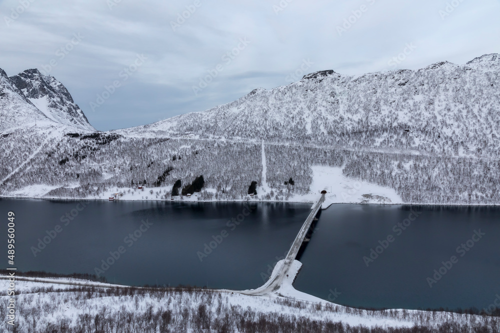 Gryllefjord in winter, troms county, norway