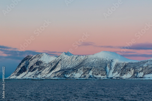 Obraz na płótnie coastline on Senja island in Norway on a clear cold winter day w salonie