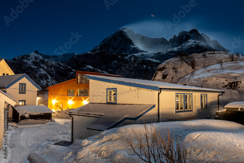 Obraz na płótnie village Hamn on Senja island in Norway on a clear cold winter day w salonie