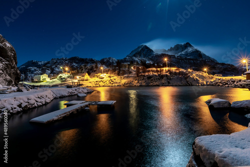 village Hamn on Senja island in Norway on a clear cold winter day photo