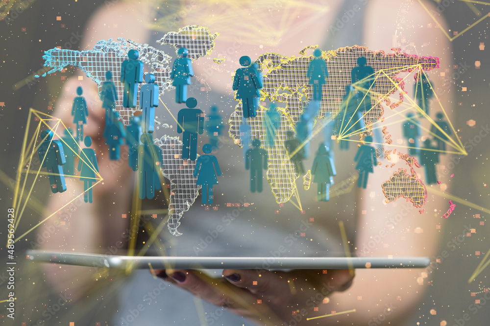 Obraz premium Structure of world economy, communication network global