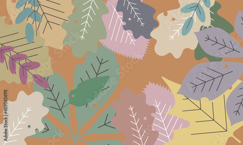 Flower pattern, hand drawn leaves, vector illustration. Modern geometric patterns. fabric pattern, wrap, wallpaper, publication