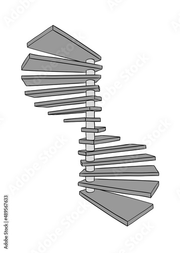 Handdrawn vector illustration of a isolated winding staircase