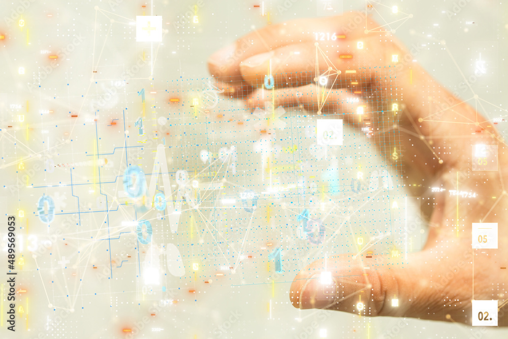 digital medical futuristic interface 3D rendering