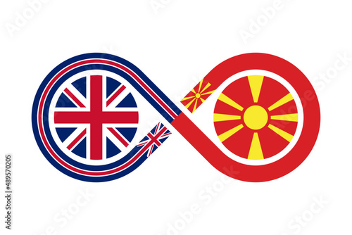 unity concept. english and macedonian language translation icon. vector illustration isolated on white background