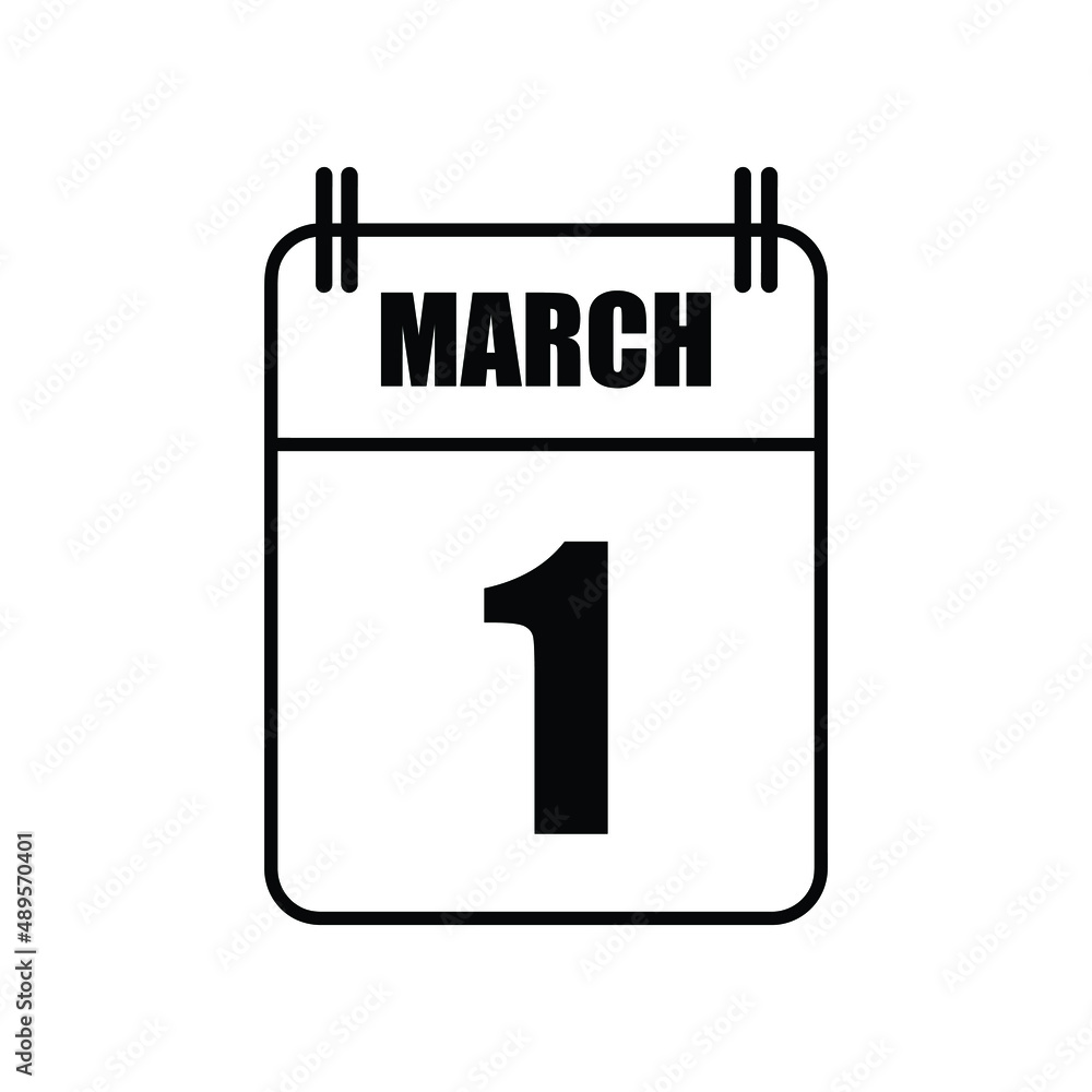 Outline 1 March Calendar Icon Vector Illustration . Date , Day Of Mouth Outline 1 March Calendar Icon Vector Illustration . Date , Day Of Mouth
