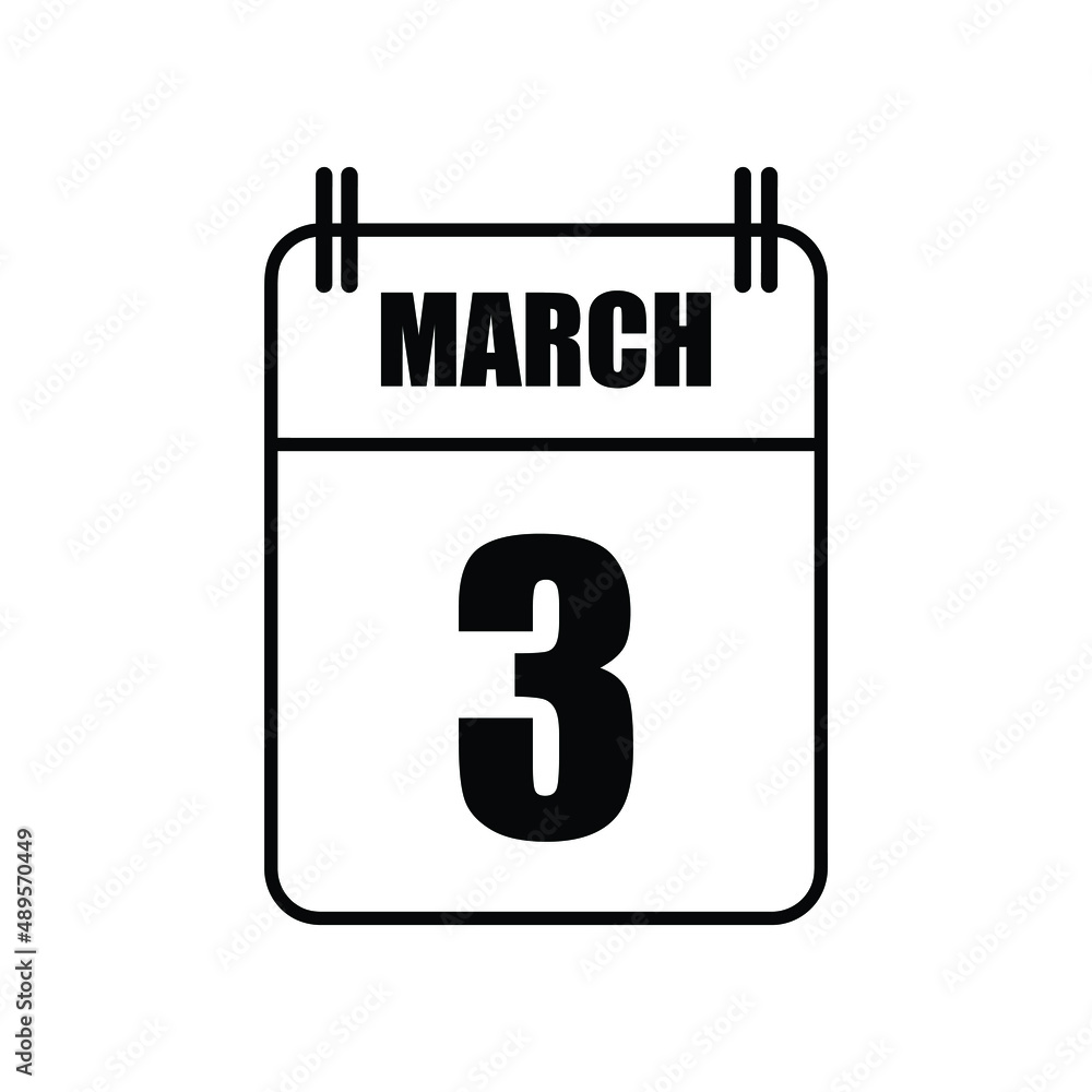 Outline 3 March Calendar Icon Vector Illustration . Date , Day Of Mouth Outline 3 March Calendar Icon Vector Illustration . Date , Day Of Mouth