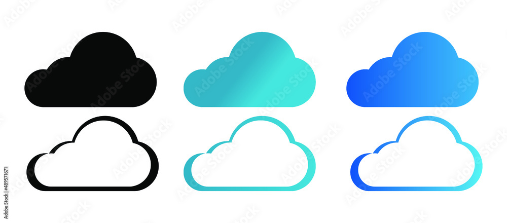 Set blue clouds for design. Cloud icon. cloud flat design Set blue clouds for design. Cloud icon. cloud flat design