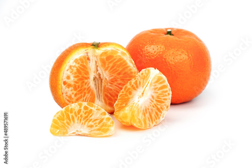 Ripe orange fruit. Orange full macro shoot fruit healthy food ingredient. Organic fresh orange isolated on white.	