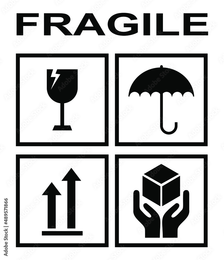 Packaging Label Fragile. please handle with care. vector fragile