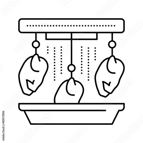 chicken carcass in factory washing machine line icon vector illustration