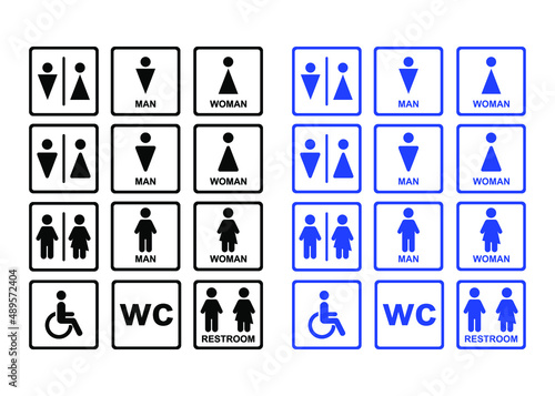 sign icon male and female toilet. People icon set . Toilet icons . No smoke sign . Invalid icon . Vector illustration. Rest room icon. eps10