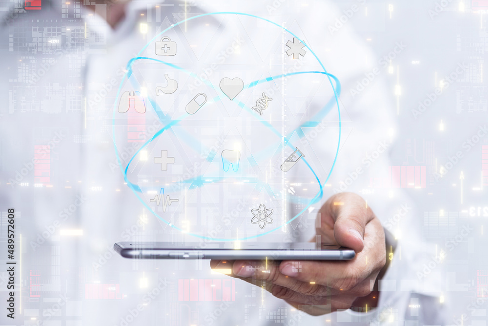 Ui icon medical in hospital with medical technology network concept Ui icon medical in hospital with medical technology network concept