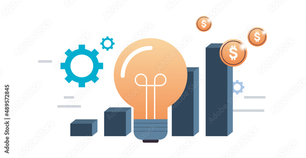 Intellectual capital and economic growth, financial graph, business strategy and planning flat vector illustration. Intellectual capital and economic growth, financial graph, business strategy and planning flat vector illustration.