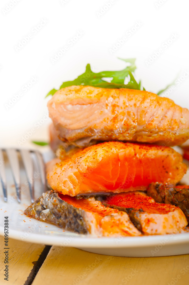 grilled samon filet with vegetables salad grilled samon filet with vegetables salad