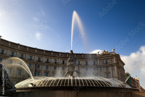 Piazza Esedra O Piazza della repubblica, fountain of the Naiads. Beautiful square in Rome photo