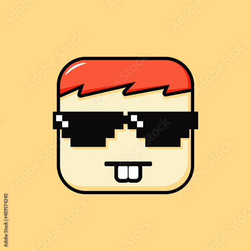 Geek mnn icon with eyeglass cartoon vector drawing