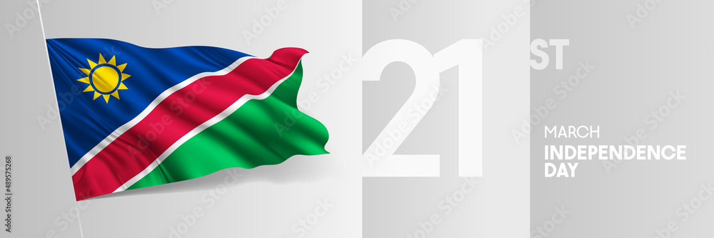 Obraz premium Namibia happy independence day greeting card, banner vector illustration