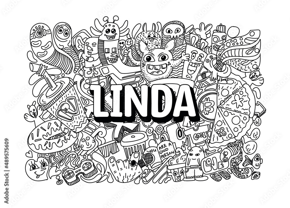 Linda name doodle art Stock Illustration Adobe Stock