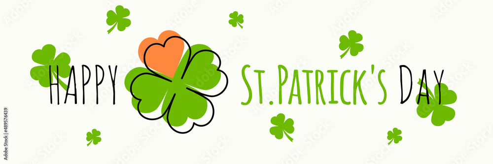 happy st. patrick's day, wide vector card or social media header happy st. patrick's day, wide vector card or social media header