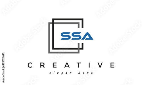 SSA creative square frame three letters logo photo