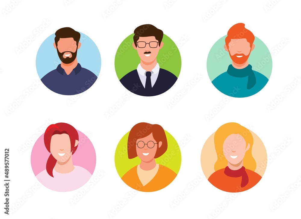 Man and woman profile avatar collection set cartoon illustration vector Man and woman profile avatar collection set cartoon illustration vector