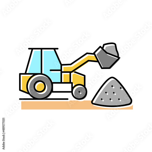 tractor stone gravel loading machine color icon vector illustration