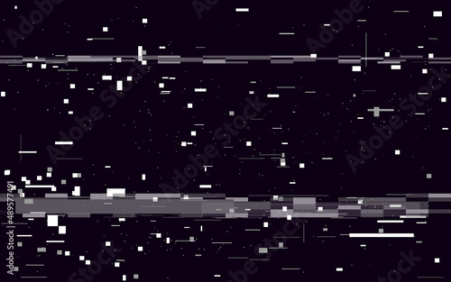 Glitch video distortion. Abstract VHS noise. Retro playback concept. Video problem template with glitched lines. Old camera or TV screen. Vector illustration