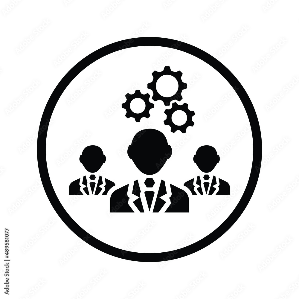 Gear, business strategy icon. Black vector graphics. Gear, business strategy icon. Black vector graphics.