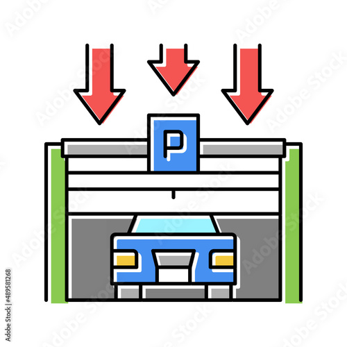 gate closing parking color icon vector illustration