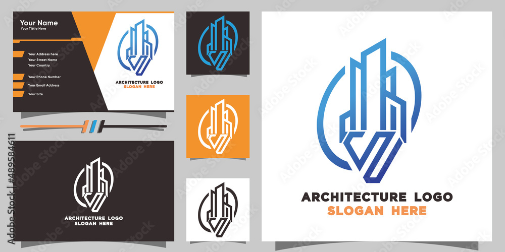 Naklejka premium architecture Building logo with creative modern syle Premium Vector