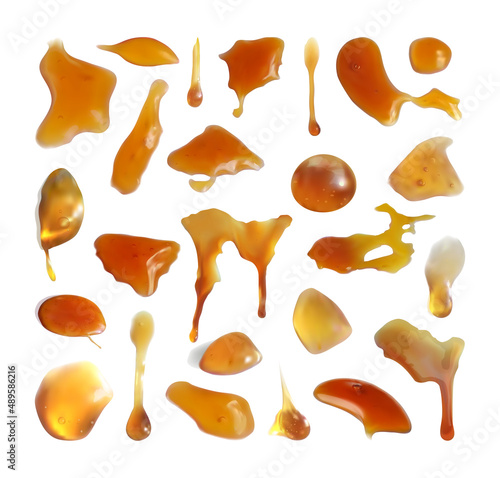 Collection of oil drops in the style of realism.