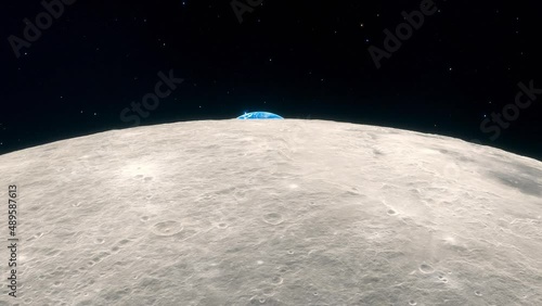 Timelapse animation featuring a beautiful Earthrise seen tom the moon photo