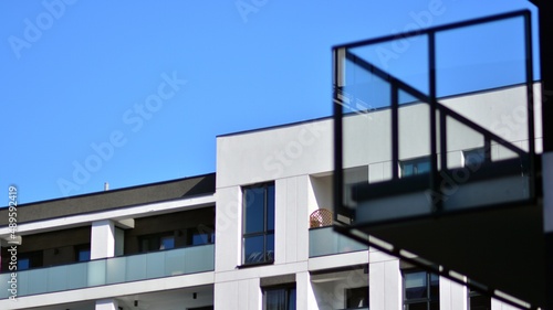 Fragment of modern residential apartment with flat buildings exterior. Detail of new luxury house and home complex.   © Grand Warszawski
