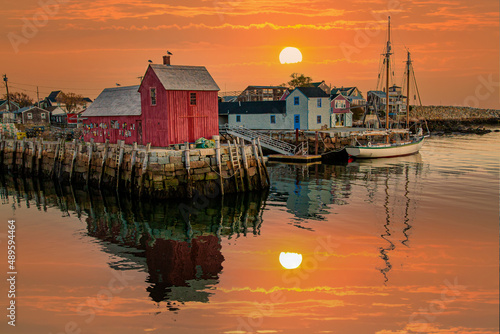 Fishing boat harbor at Rockport, MA.  Rockport is a town in Essex County, Massachusetts, United States photo