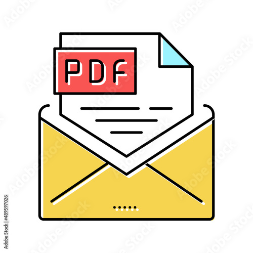 sending pdf file color icon vector illustration
