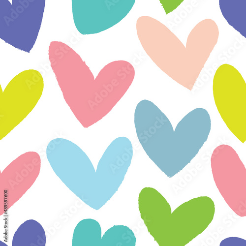Seamless heart background in pretty colors. Great for Baby, Valentine's Day, Mother's Day, wedding, scrapbook, surface textures.