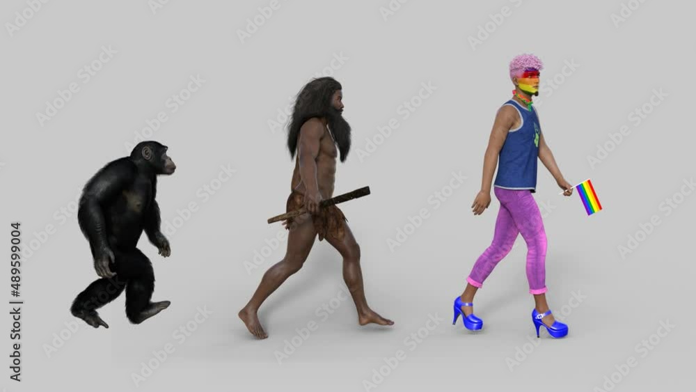 3d character human evolution , animation , transparent background Stock ...