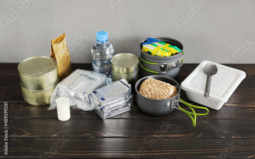Food products for long-term storage, need for emergency, with copy space