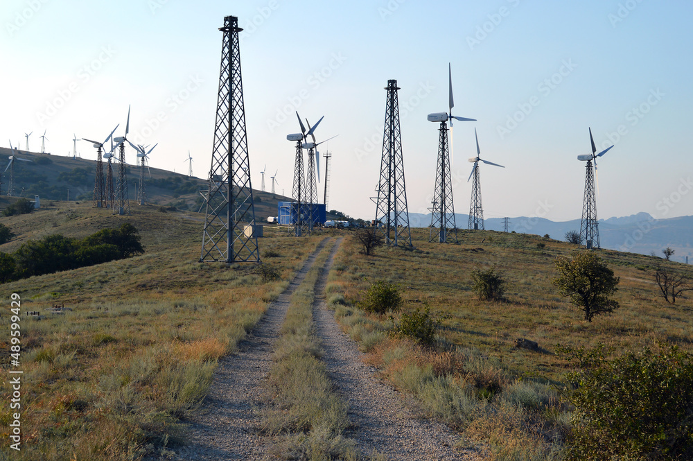 Wind turbines on the high hill