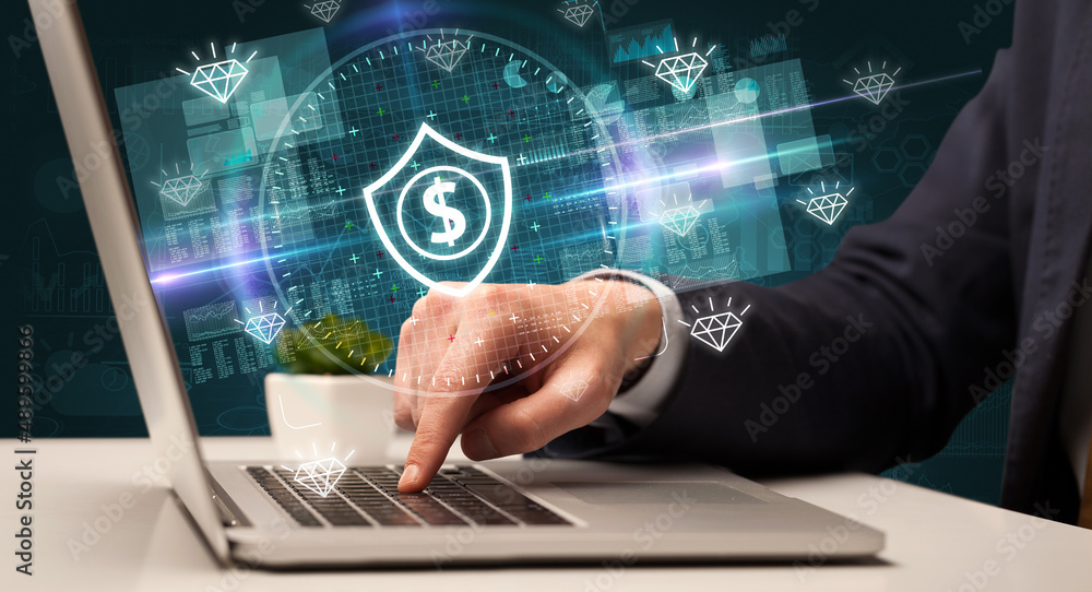 business hand working in stock market business hand working in stock market
