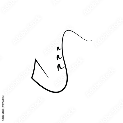 Black outline of saxophone, line art