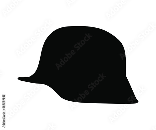 Helmet vector silhouette illustration isolated on white background. Warrior head wear, protection military object. WW2 Germany military soldier gear for head protect against bullet.