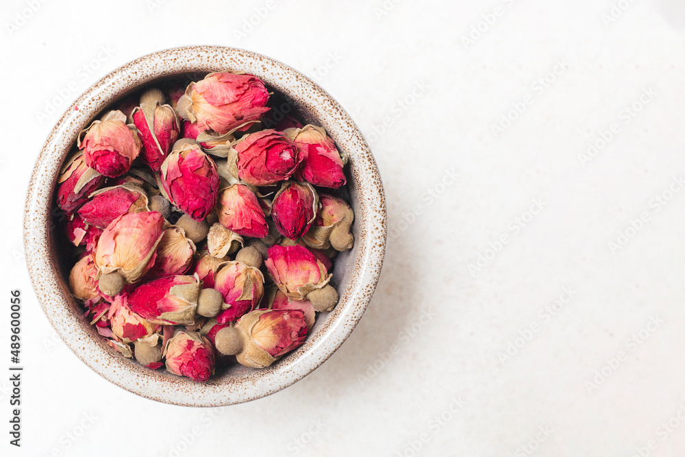 bowl of dried rose petals