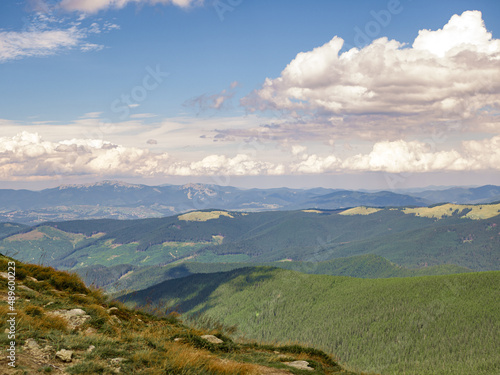 Beautiful view of the Carpathian mountains on a summer day.