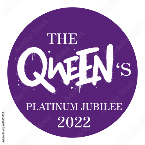 Poster of "Platinum Jubilee of The Queen 2022". Her Majesty The Queen became the first British Monarch to celebrate a Platinum Jubilee after 70 years of service. Street graffiti style. 