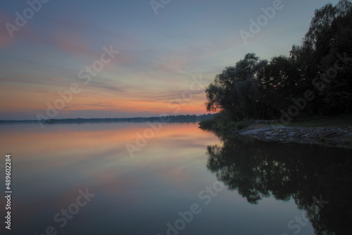 colorful sunset on the lake